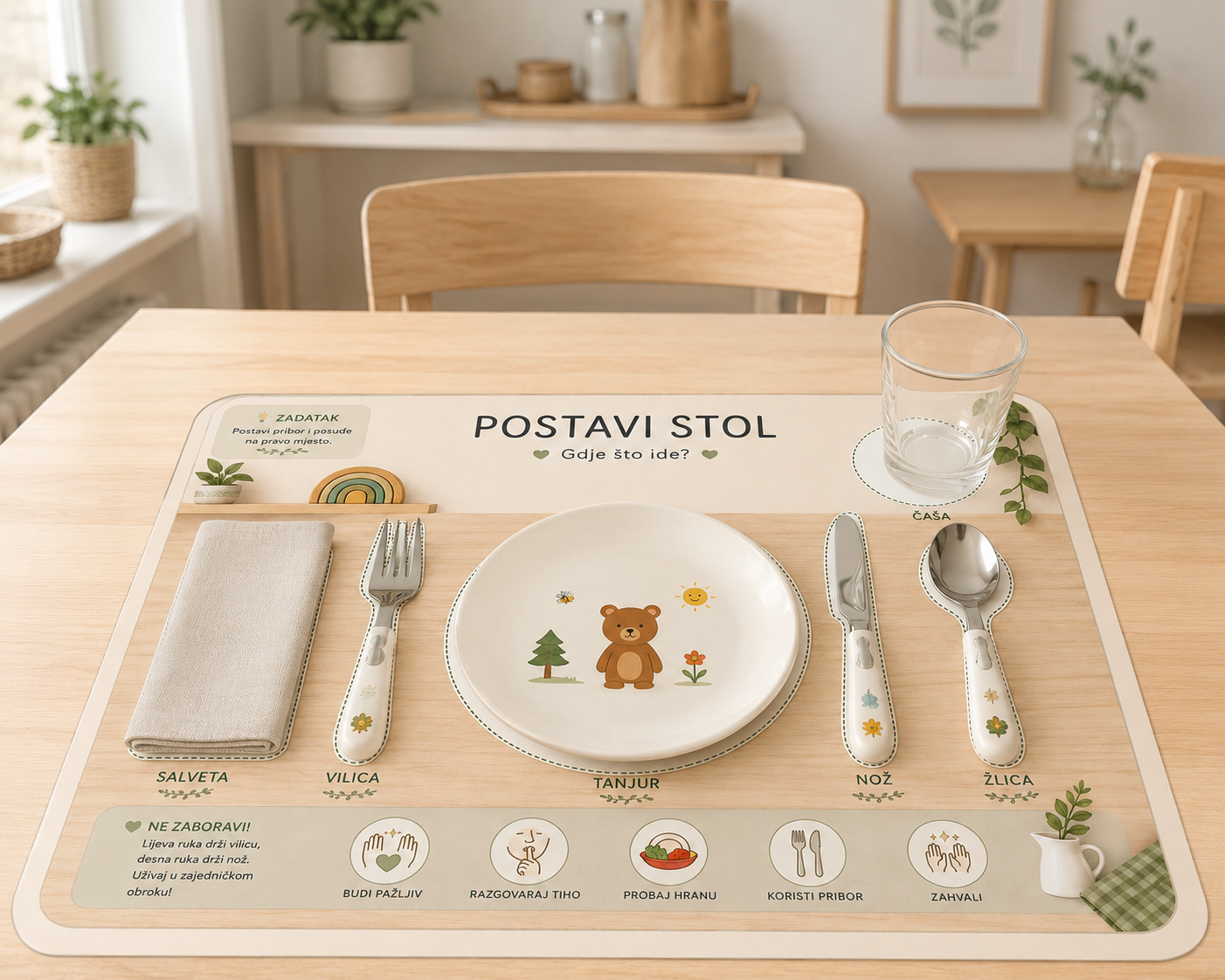 Montessori podloga za postavljanje stola