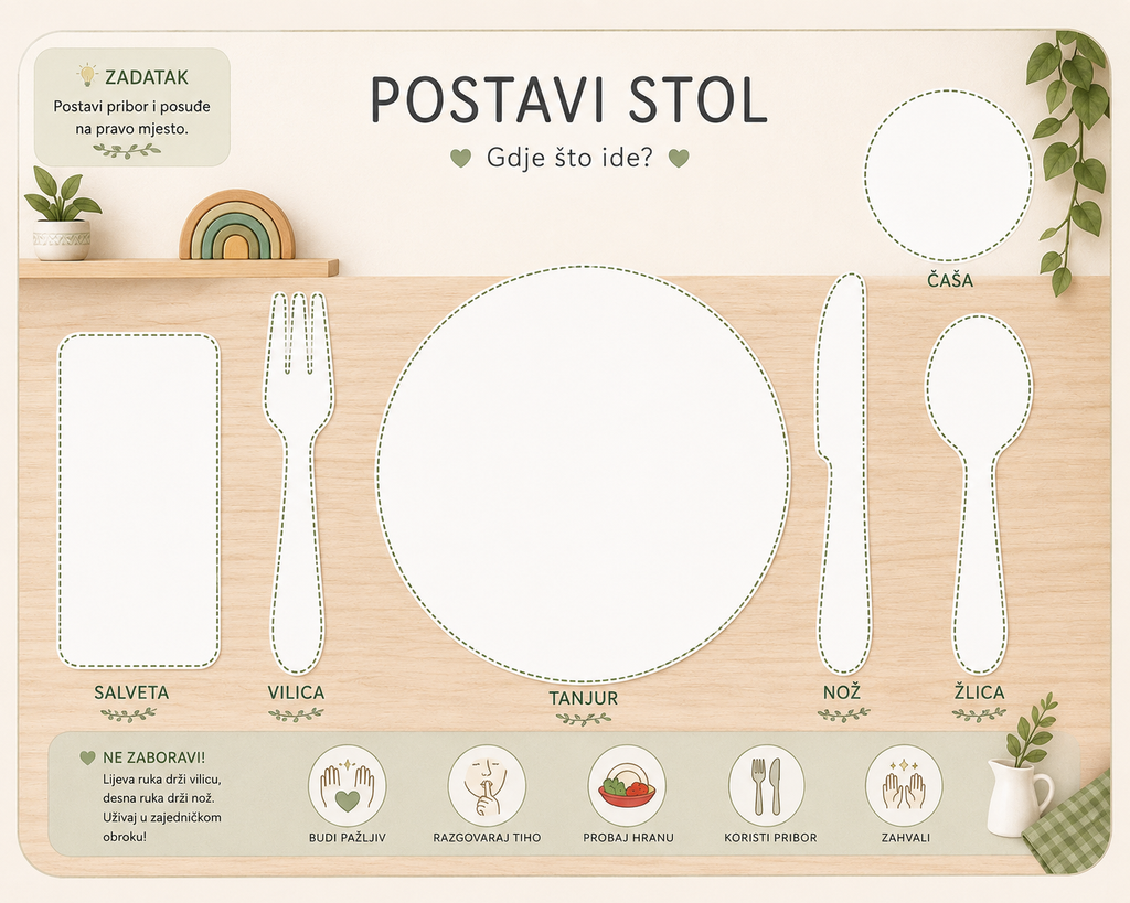 Montessori podloga za postavljanje stola