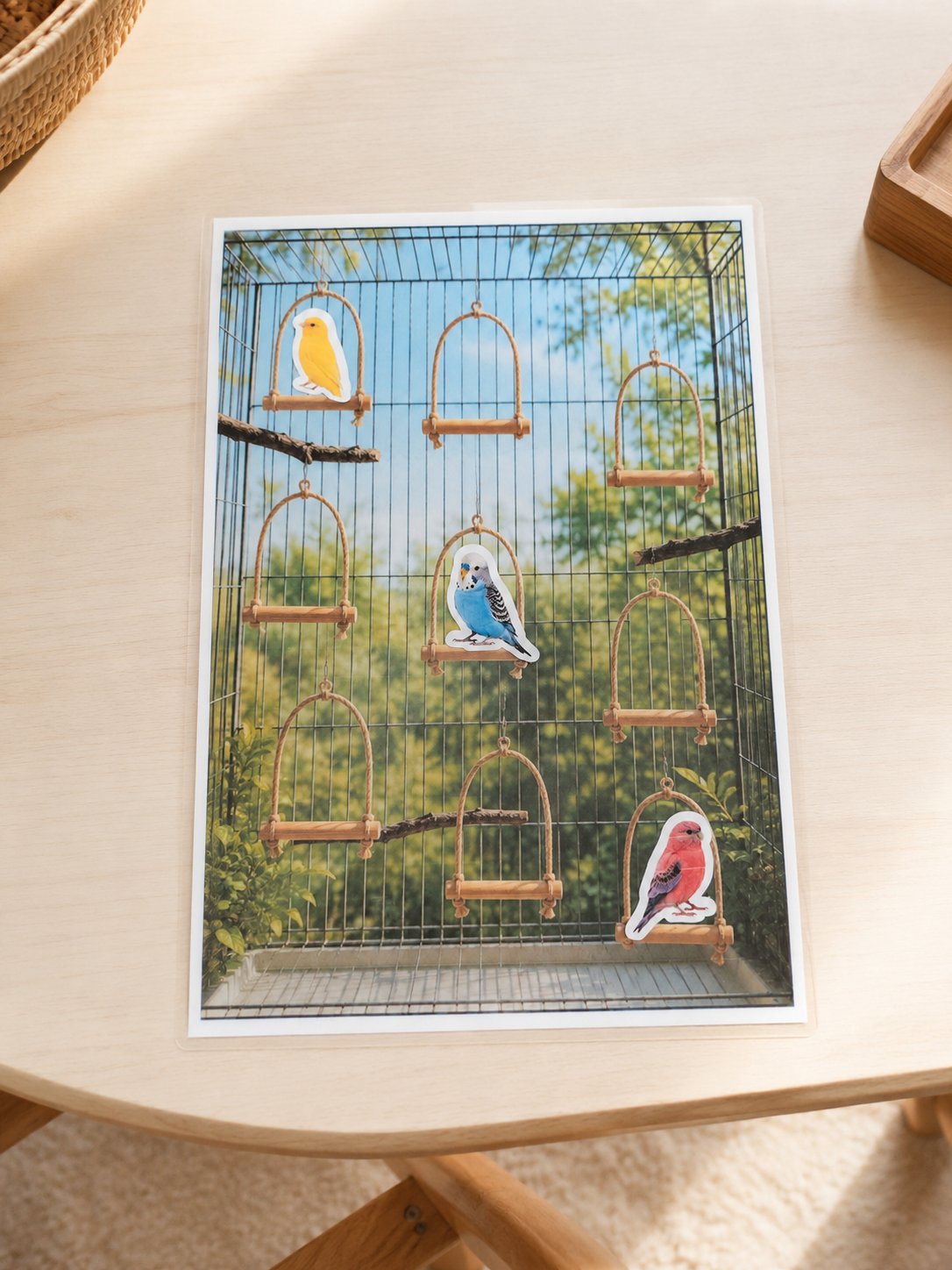 Montessori slaganje ptica po predlošku