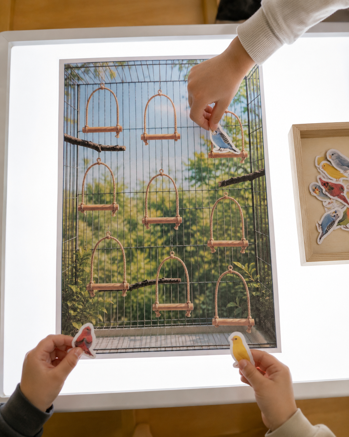Montessori slaganje ptica po predlošku