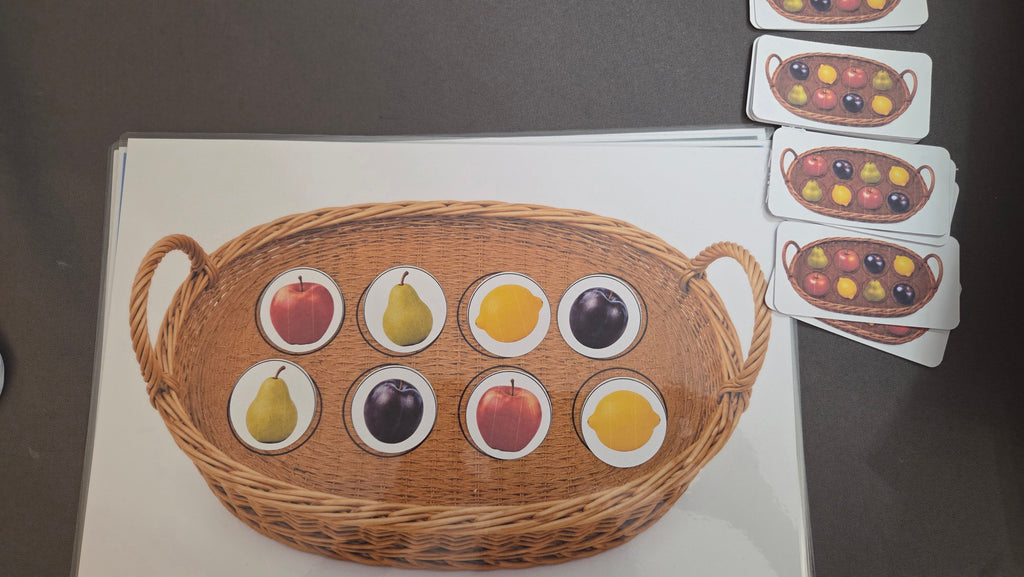 Montessori slaganje voća prema predlošku edukativna aktivnost