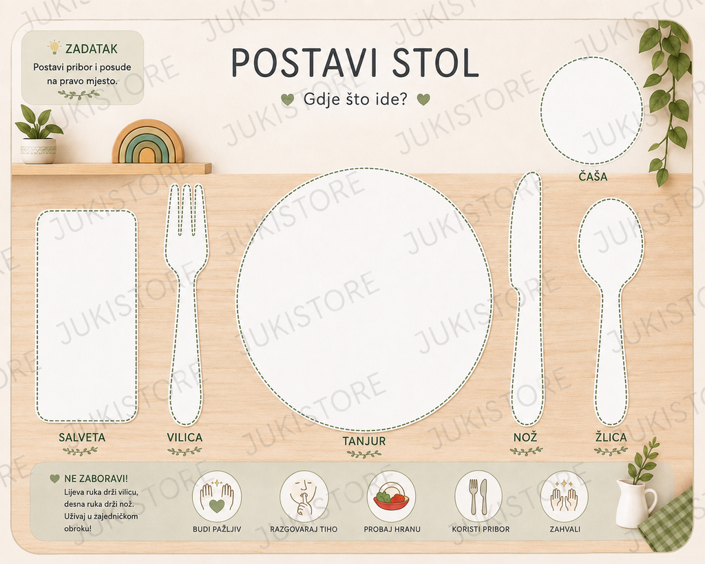 Montessori podloga za postavljanje stola| PDF za printanje