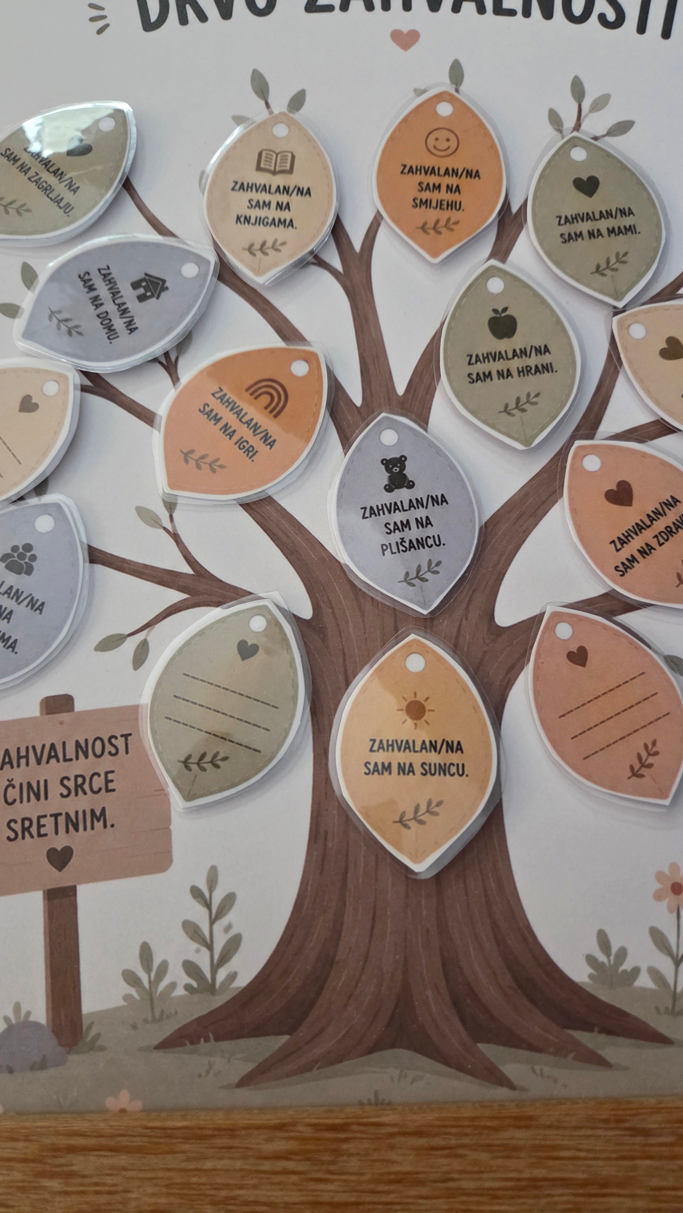 Montessori aktivnost drvo zahvalnosti i emocija