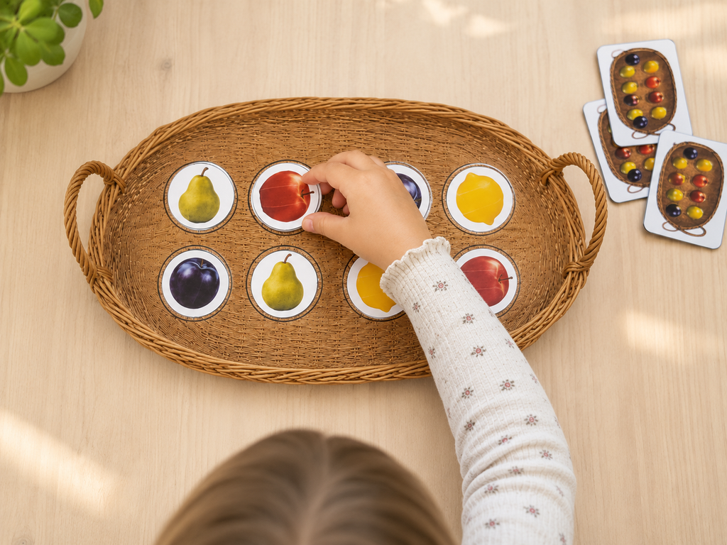 Montessori slaganje voća prema predlošku edukativna aktivnost