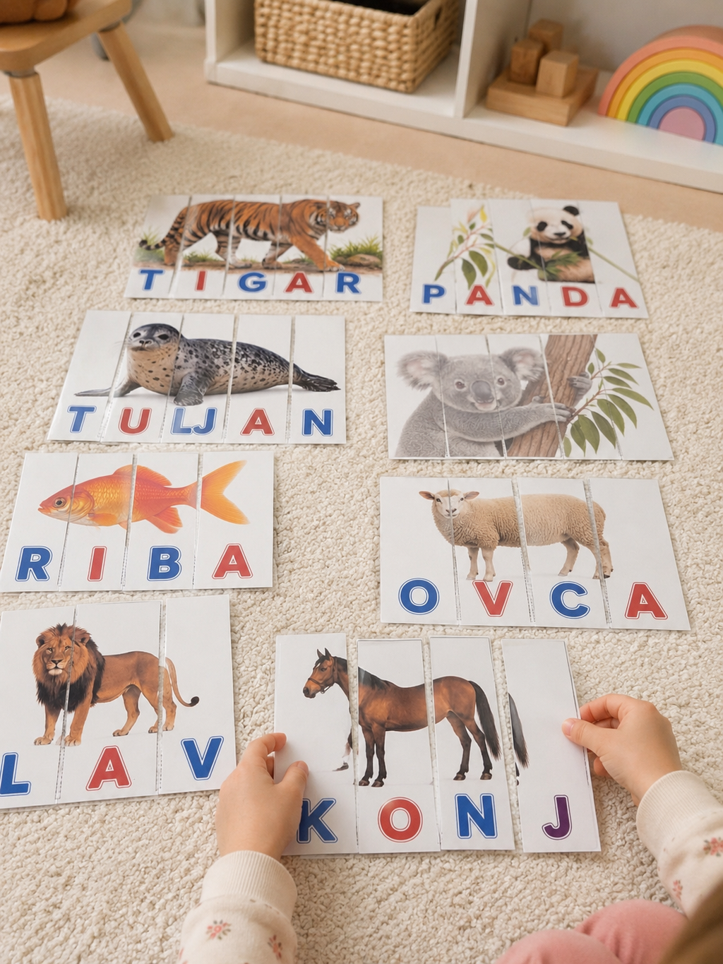 Montessori puzzle riječi za početno čitanje